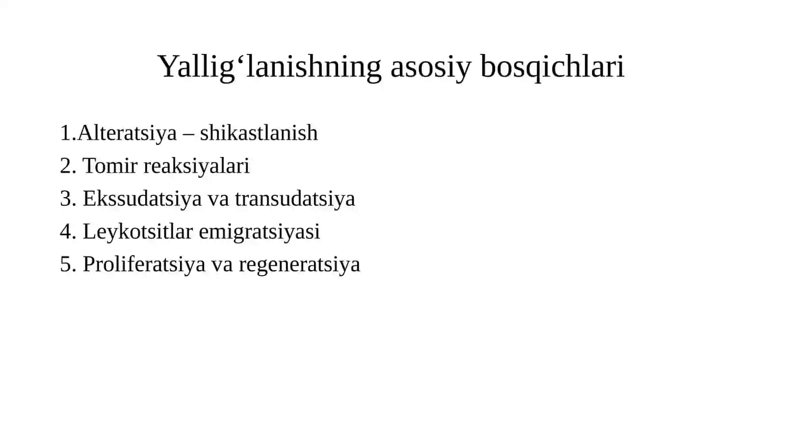 Yallig’lanish patofiziologiyasi. Alteratsiya, tomir reaksiyalari 4