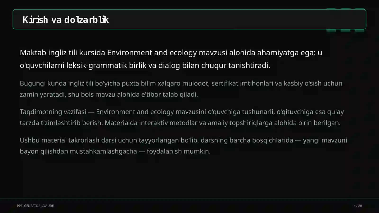 Environment and ecology (9-sinf) 4