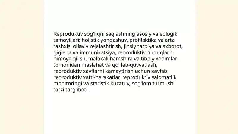Reproduktiv salomatlikning valeologik tamoyillari 4