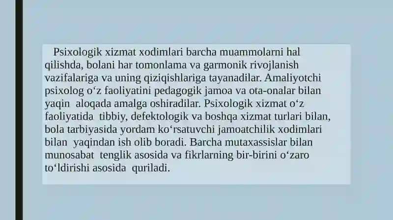 psixologik xizmatni tashkil etish muammolari 4