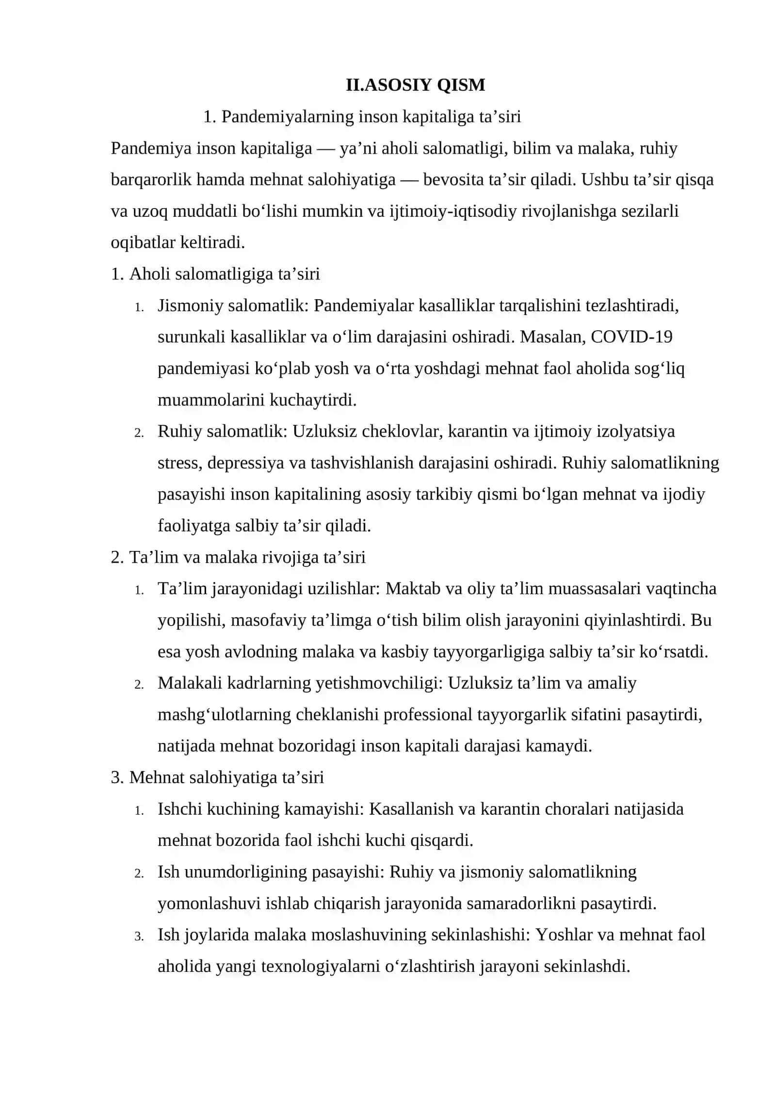 PANDEMIYALARNNG INSON KAPITALI VA IQTISODIYOTGA TA'SIRI 4