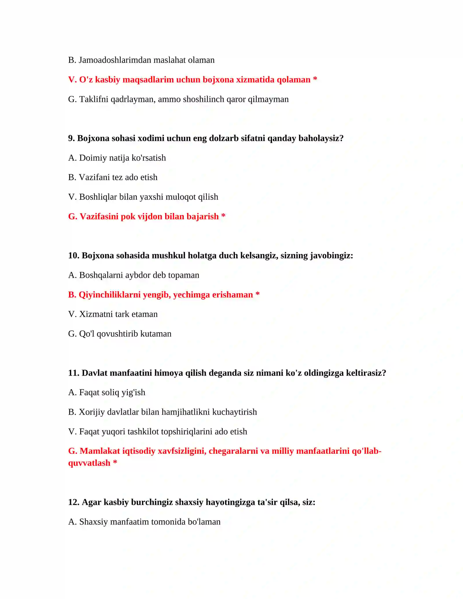 Huquqiy bilim testlari bojxona 4