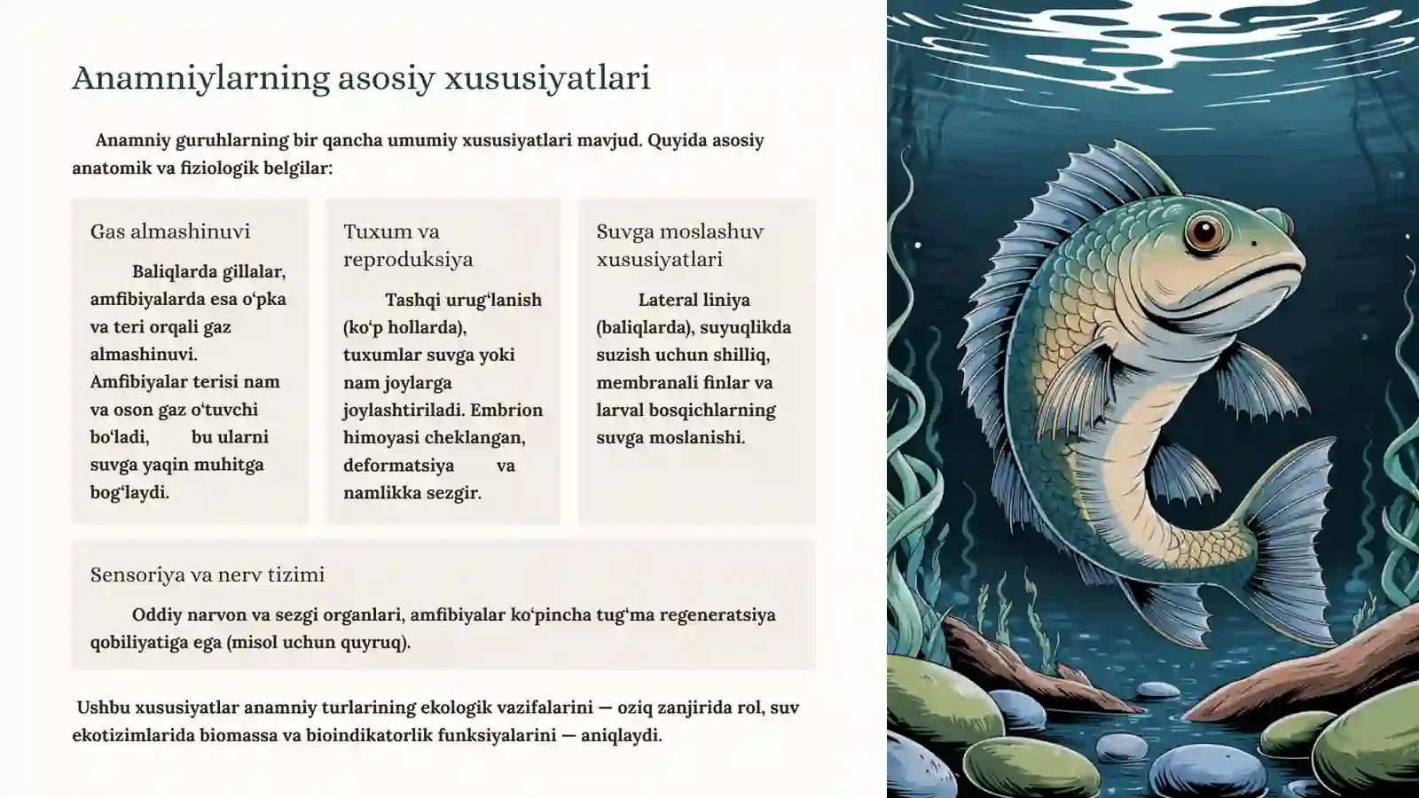 Umurtqali hayvonlar: Anamniylar va Amniotlar xususiyatlari 4