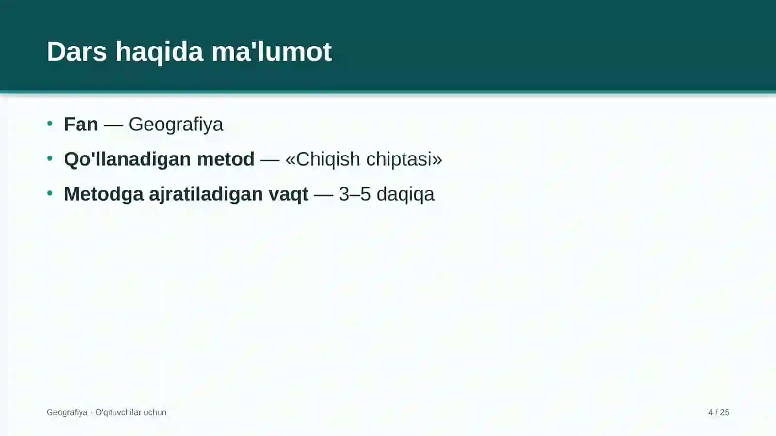 geografiya darslarida chiqish chiptasi metodidan foydalanish 3814 4