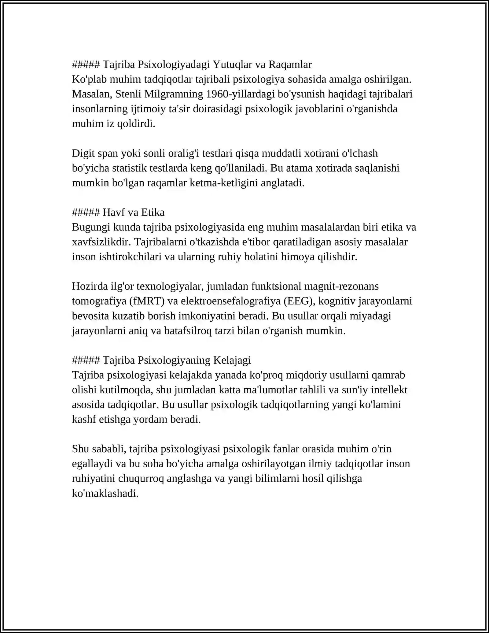 ZAMONAVIY PSIXOLOGIYANING IZLANISH USULLARI 4