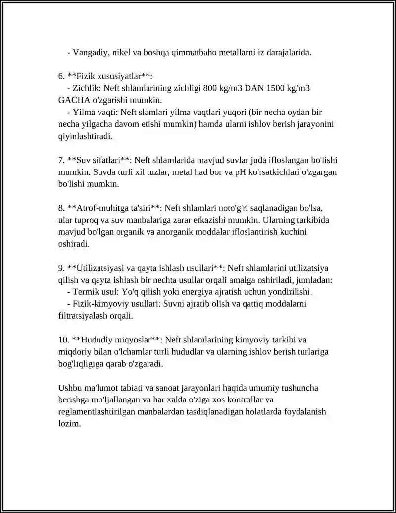 NEFT SHLAMLARINI UTILIZATSIYA QILISH VA QAYTA ISHLASH TEXNALOGIYASI 4
