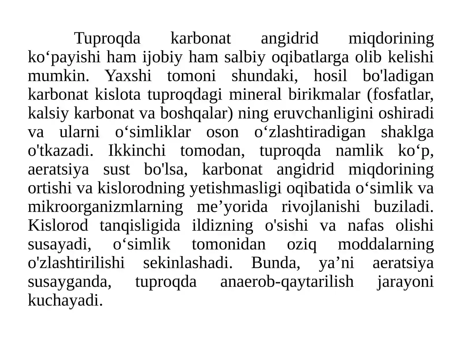 Tuproqning o’simliklar oziqlanishi bilan bog’liq xususiyati va o’g’it qo’llash bilan bog’liq xossalari 4