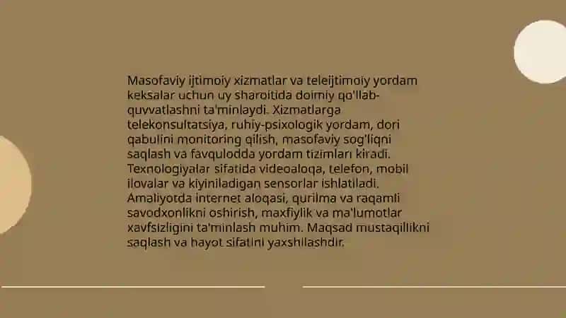 Keksalar va qariylar bilan ijtimoiy ishning zamonaviy texnologiysi 4