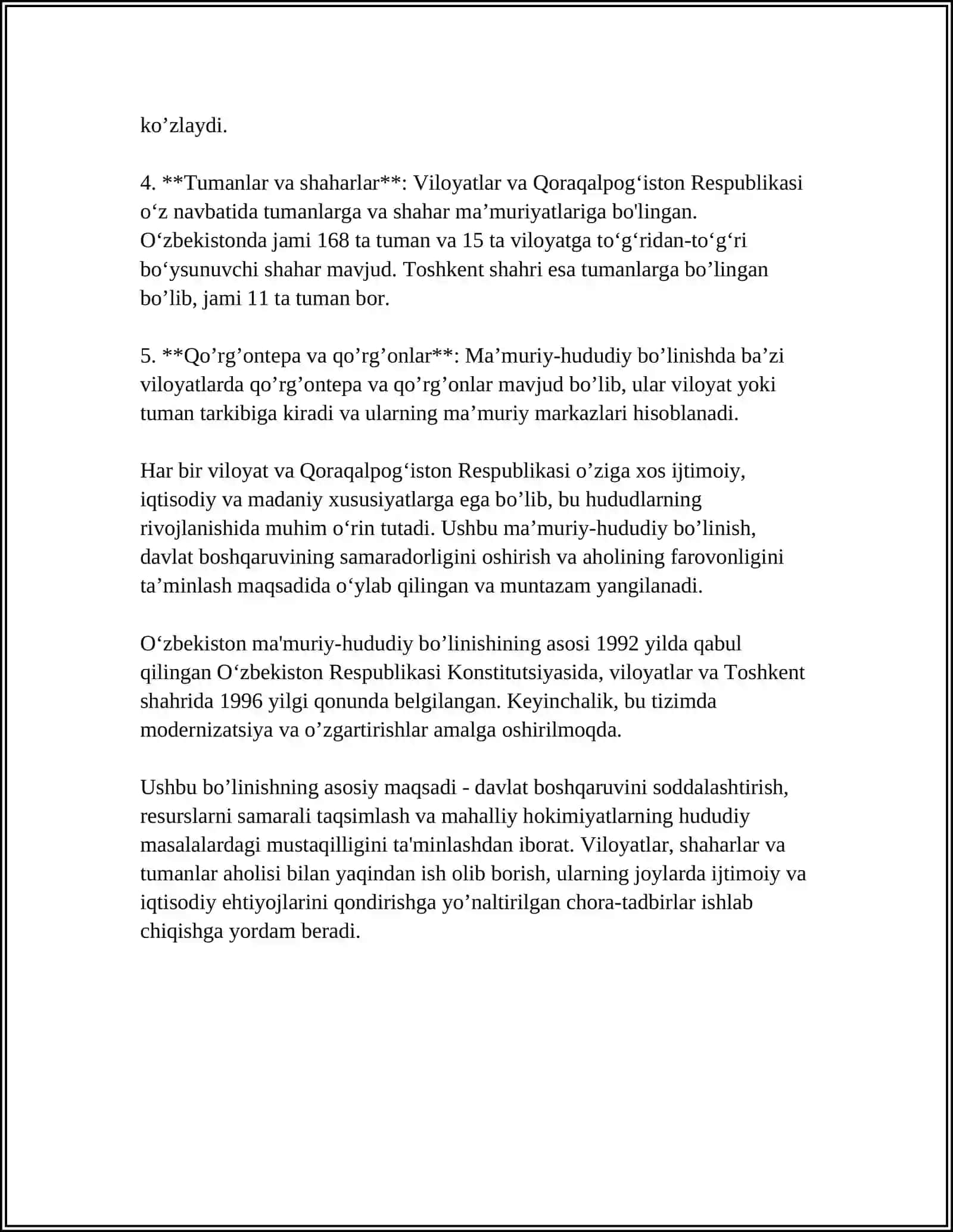 O'ZBEKISTON RESPUBLIKASIDAGI HOKIMIYATLAR BO'LIMISHI TAMOYILI 4