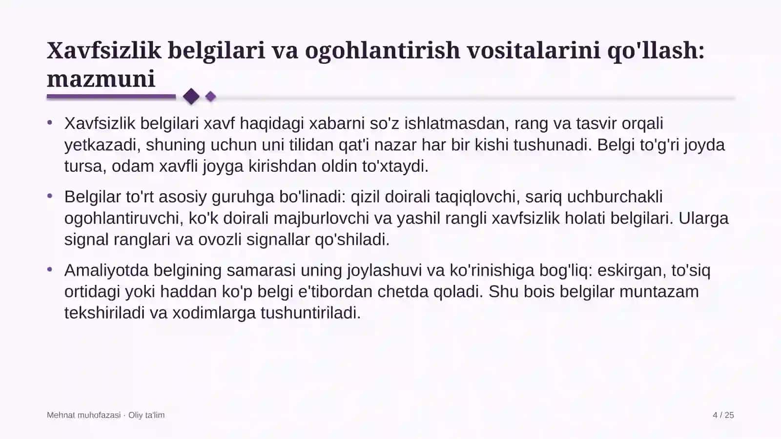 gaz ta'minoti korxonalarida xavfsizlik belgilari va ogohlantirish vositalarini qo'llash 6303 4