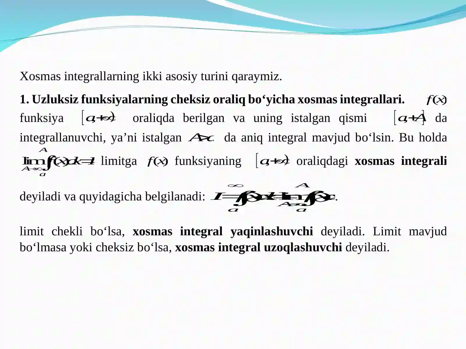 Xosmas integrallar 4