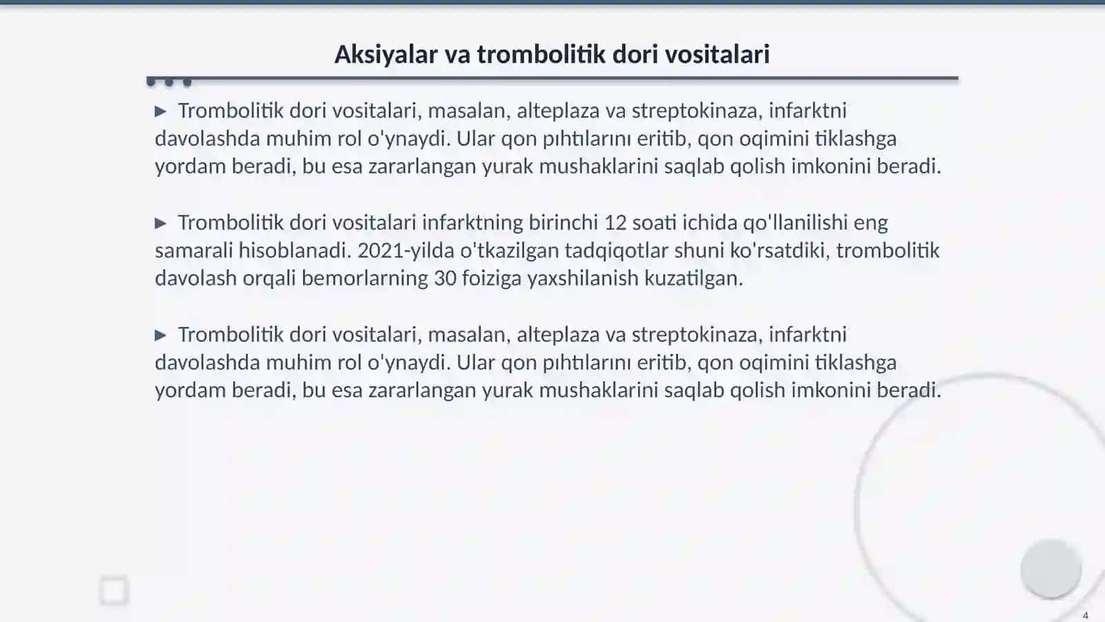Miokard infarktida qo'llaniladigan vositalar 4