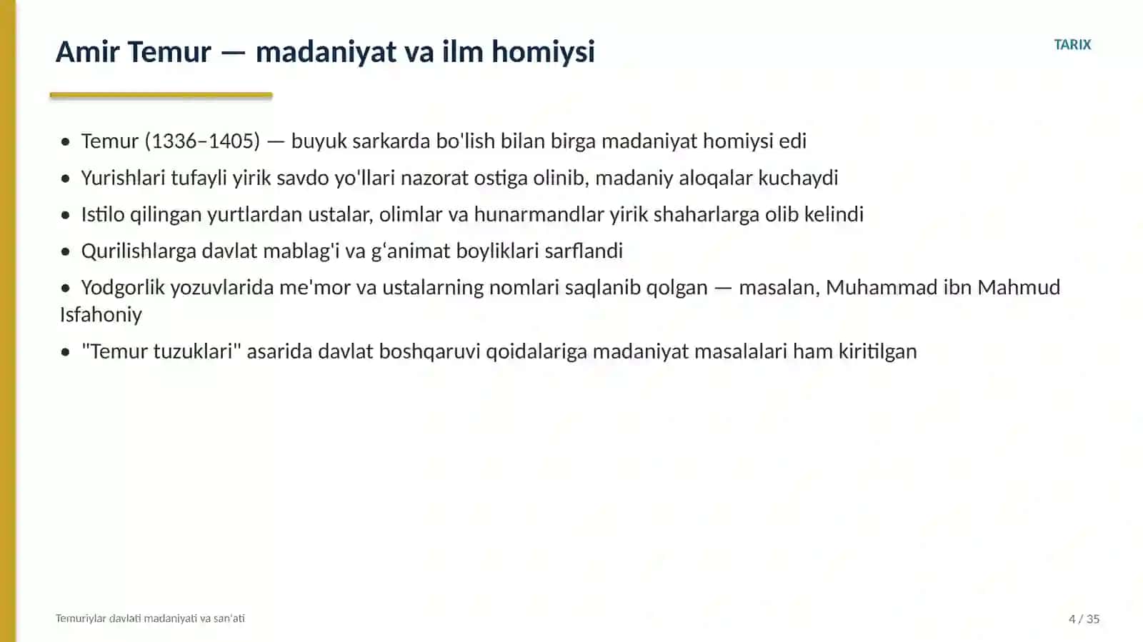 Temuriylar davri madaniyati va san'ati tarixi 4
