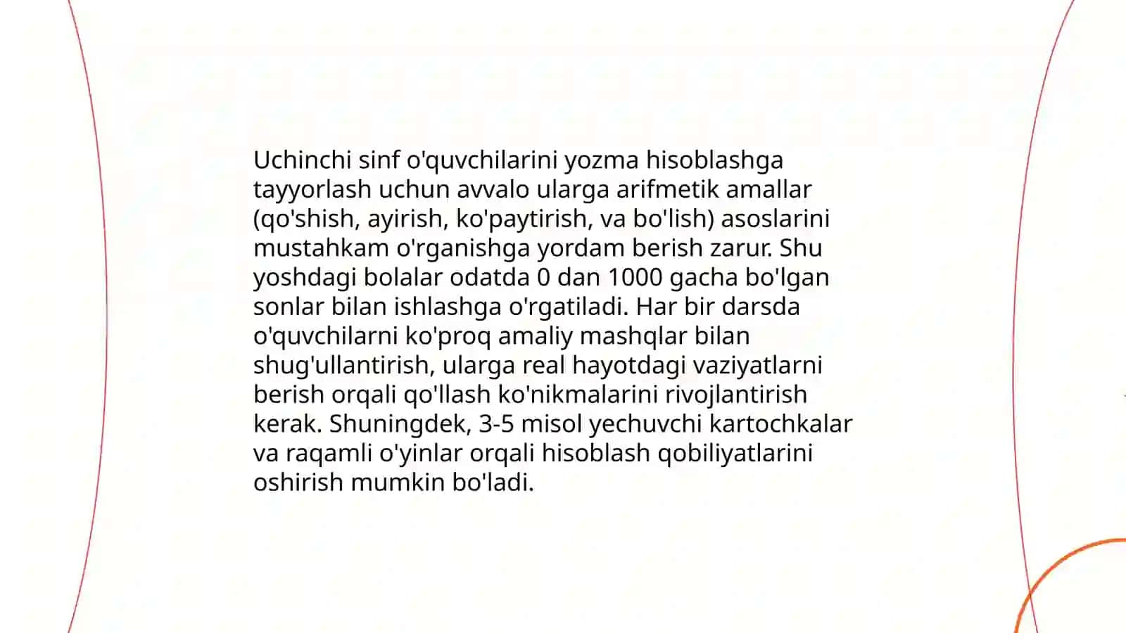 Boshlanģich sinflarda matematikadan yozma hisoblashga òrgatish metodikasi 3 sinf misolida 4