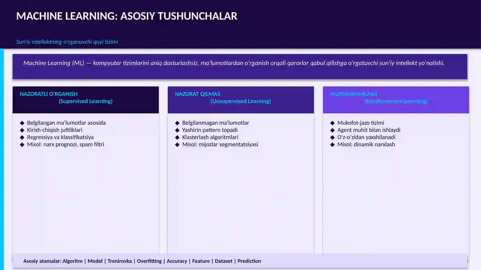 SUN'IY INTELLEKT USULLARI (MACHINE LEARNING) 4