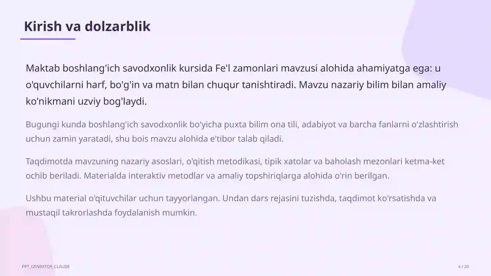 Fe'l zamonlari (4-sinf) 4