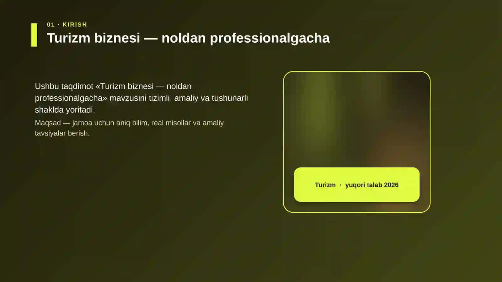 Turizm biznesi — noldan professionalgacha 4