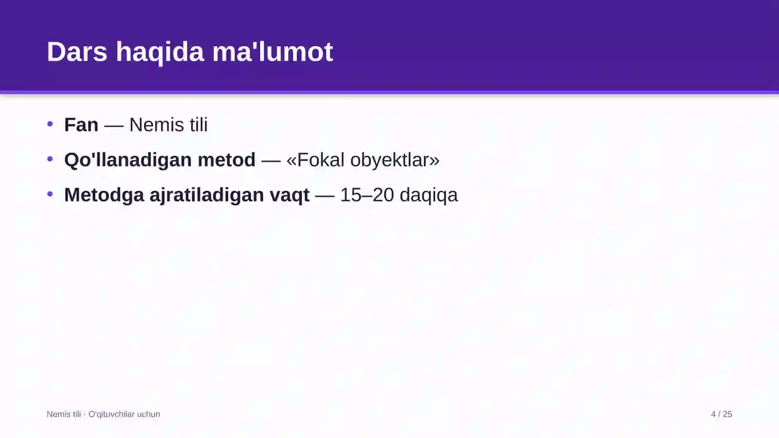 nemis tili darslarida fokal obyektlar metodidan foydalanish 8519 4