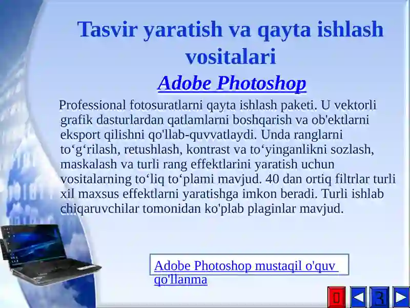 Multimedia daturlar. Multimedia yaratish 4
