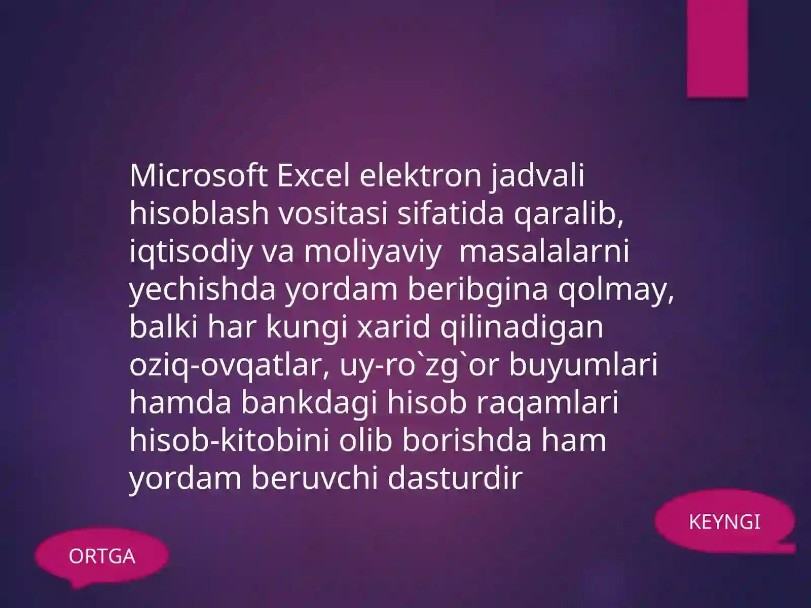 Micrasoft Excel dasturi 4