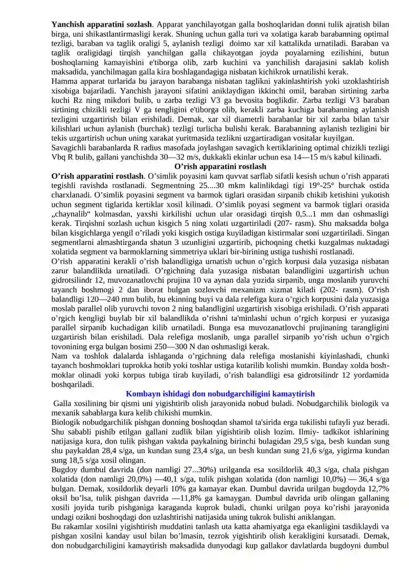Mavzu: Makkajuxorini donga ajratib o’rib yig’adigan mashinalar vazifasi, tuzilishi, nosozliklari va ularni bartaraf etish 4