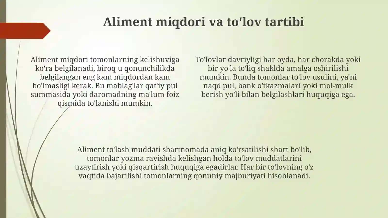 Aliment to'lash to'g'risidagi kelishuv 4