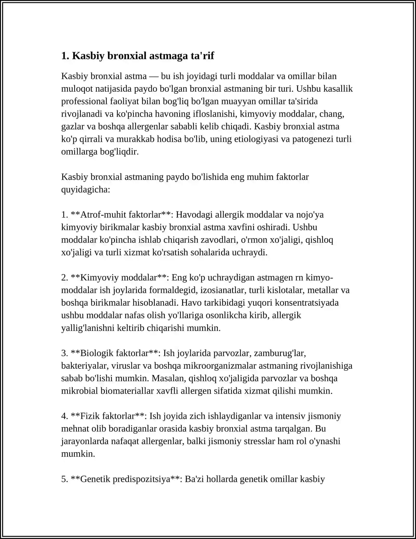 KASBIY BRONXIAL ASTMA HAQIDA MALUMOT REFERAT 4