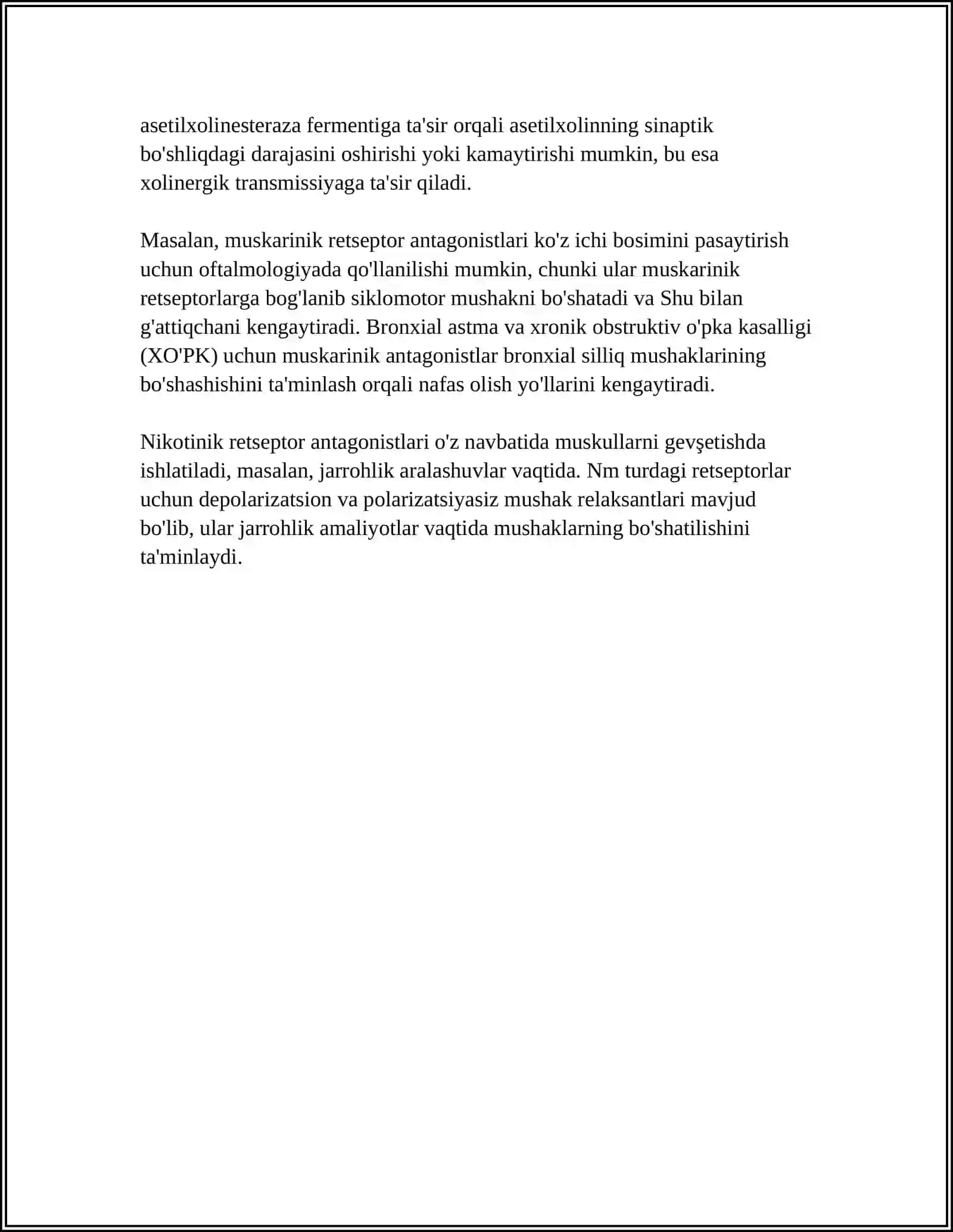 EFFERENT INERVATSIYAXOLINERGIK SINAPSLARGA TA’SIR ETUVCHI DORI VOSITALAR 4