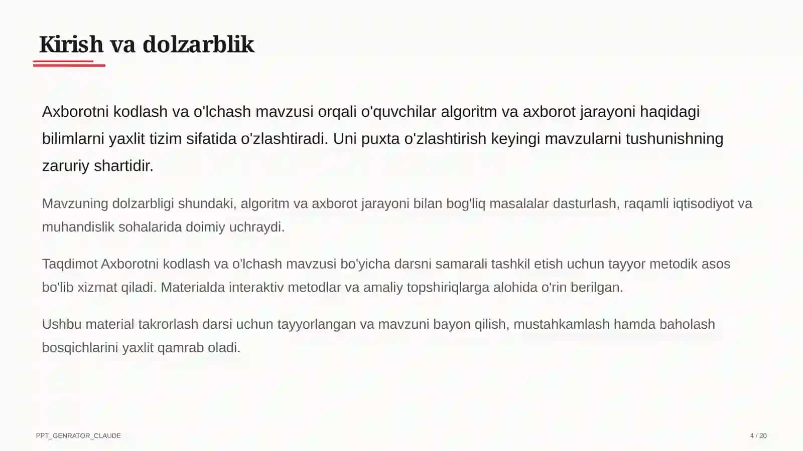 Axborotni kodlash va o'lchash (7-sinf) 4