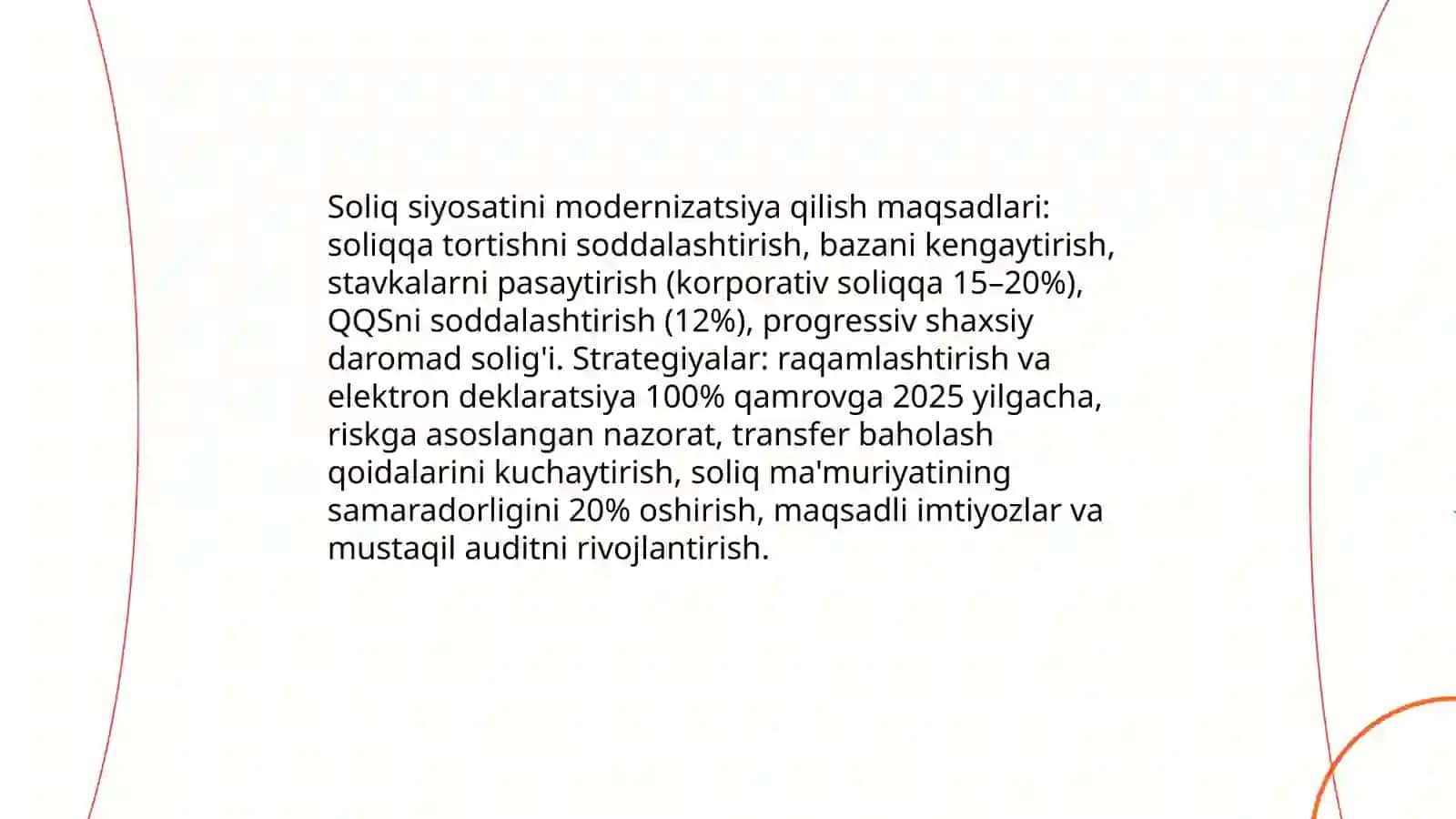 O'zbekistonda budjet va soliq tizimini takomillashtirish masalalari taqdimot 4