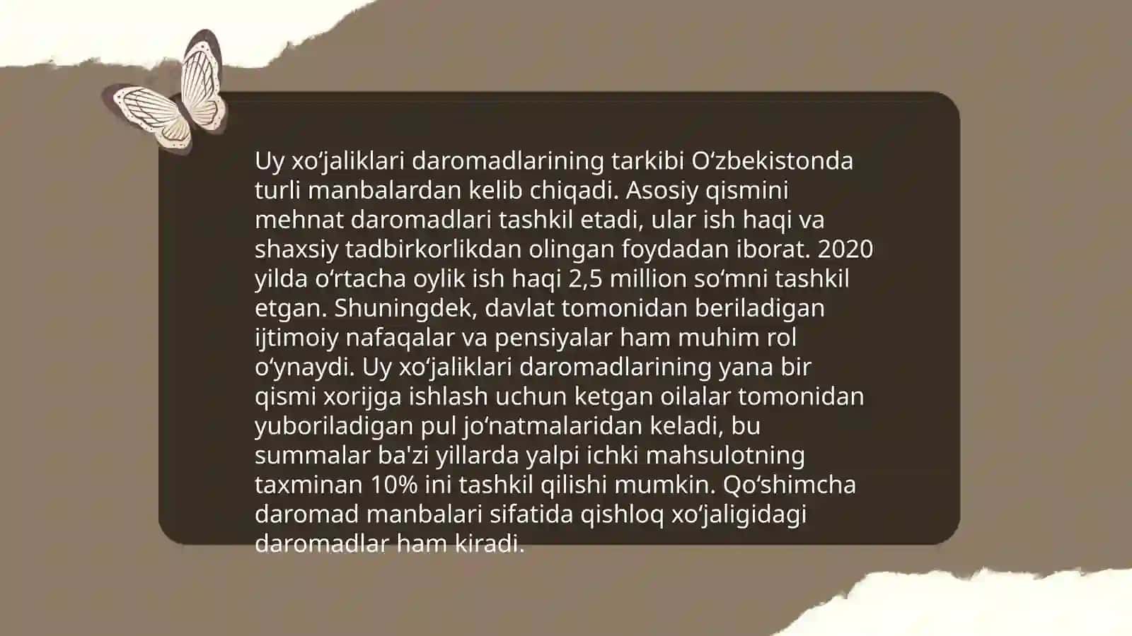O‘zbekiston iqtisodiyotida uy xo‘jaliklarining o‘rni va rivojlanish tendensiyalari 4