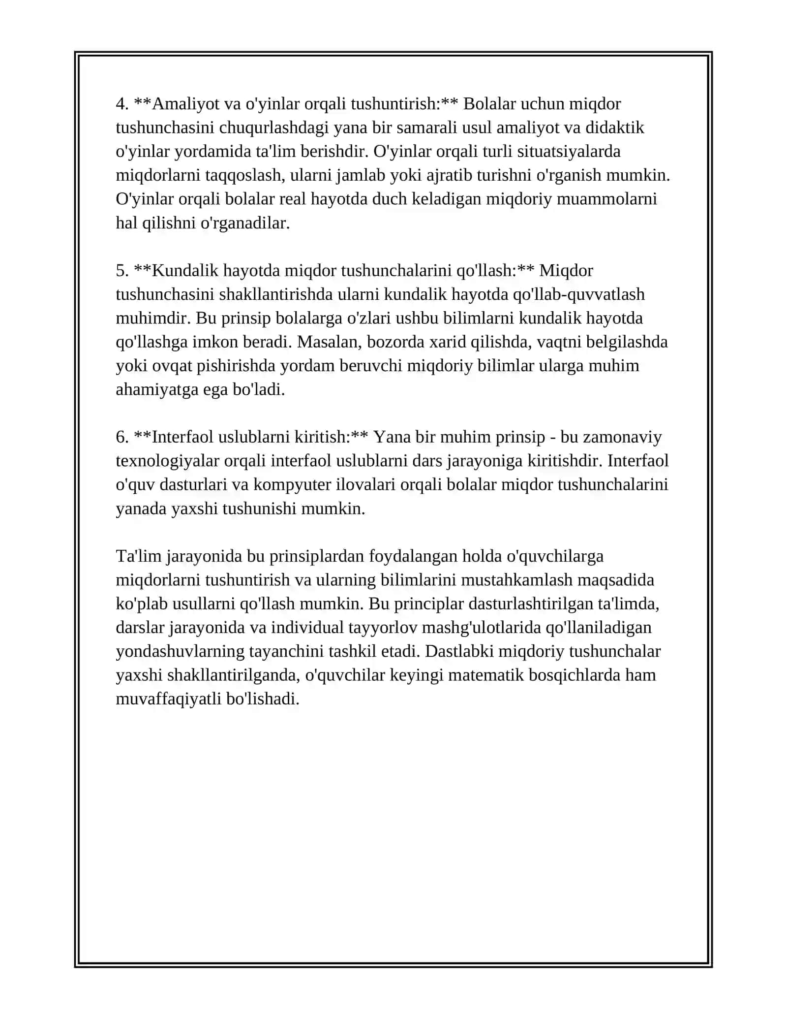 BOSHLANG'ICH SINFLARDA ASOSIY MIQDORLAR VA ULARNI O'LCHOV BIRLIKLARINI O'RGATISH METODIKASI 4