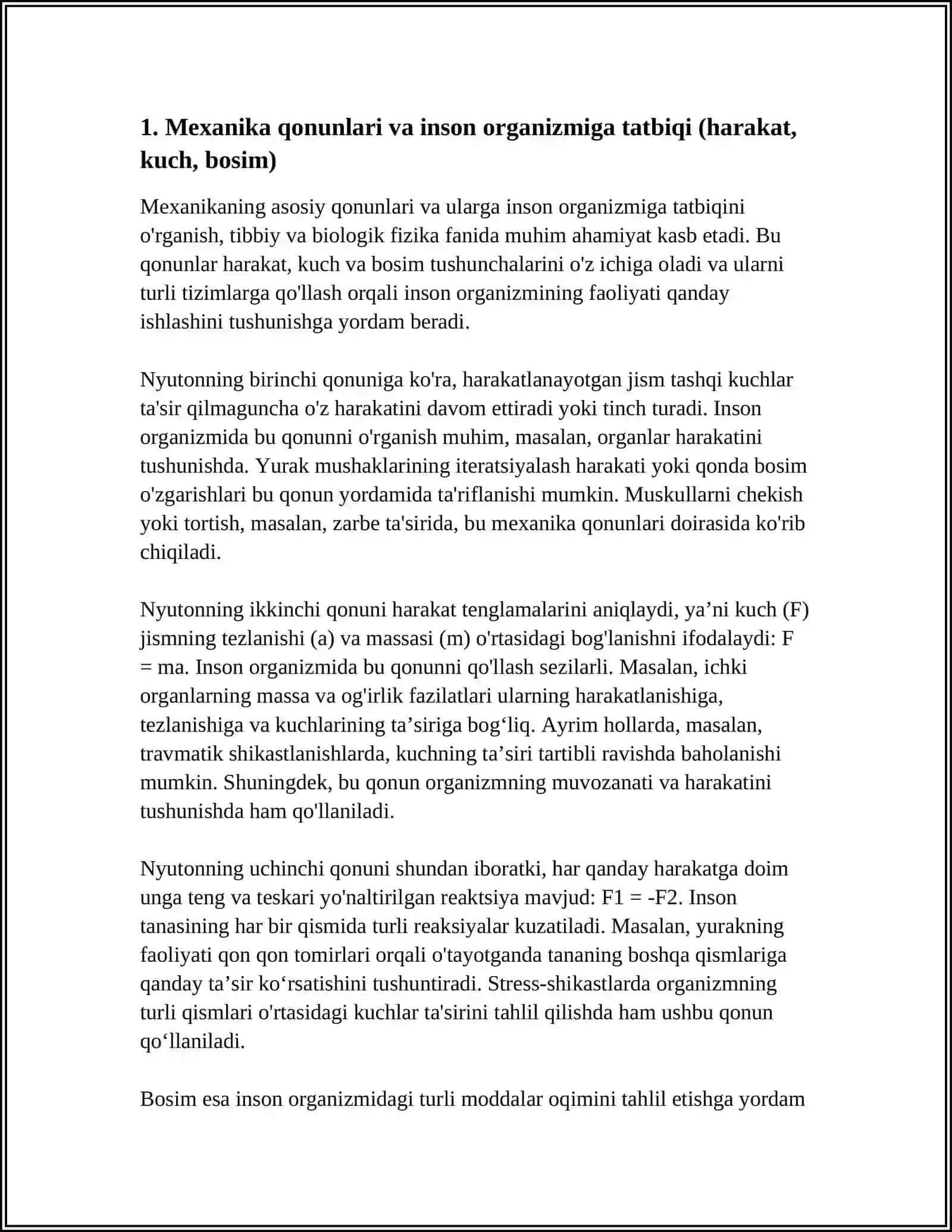 TEST S.T.TURSUNOV KITOBI ASOSIDA TIBBIY VA BIOLOGIK FIZIKA FANIDAN 25 TA TEST 4
