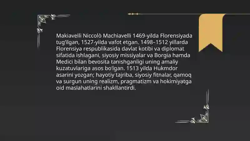 Makiavellining '' Hukmdor''asari 4