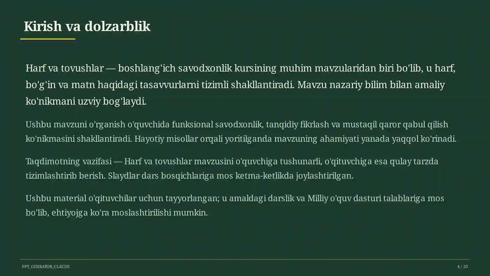 Harf va tovushlar (1-sinf) 4