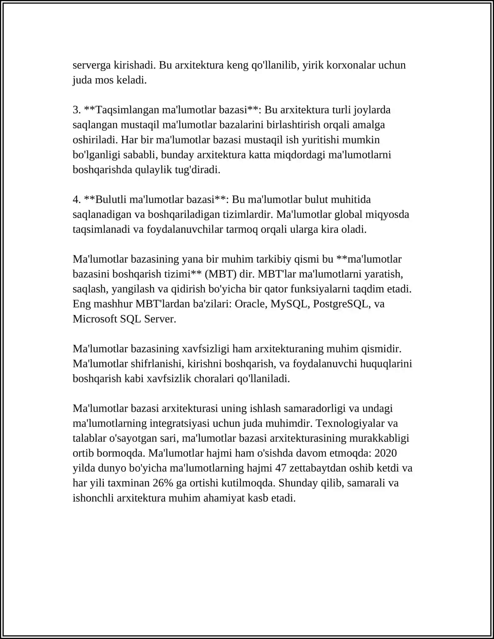 MAʼLUMOTLAR BAZALARI BILAN ISHLASH TEXNOLOGIYALARI 4