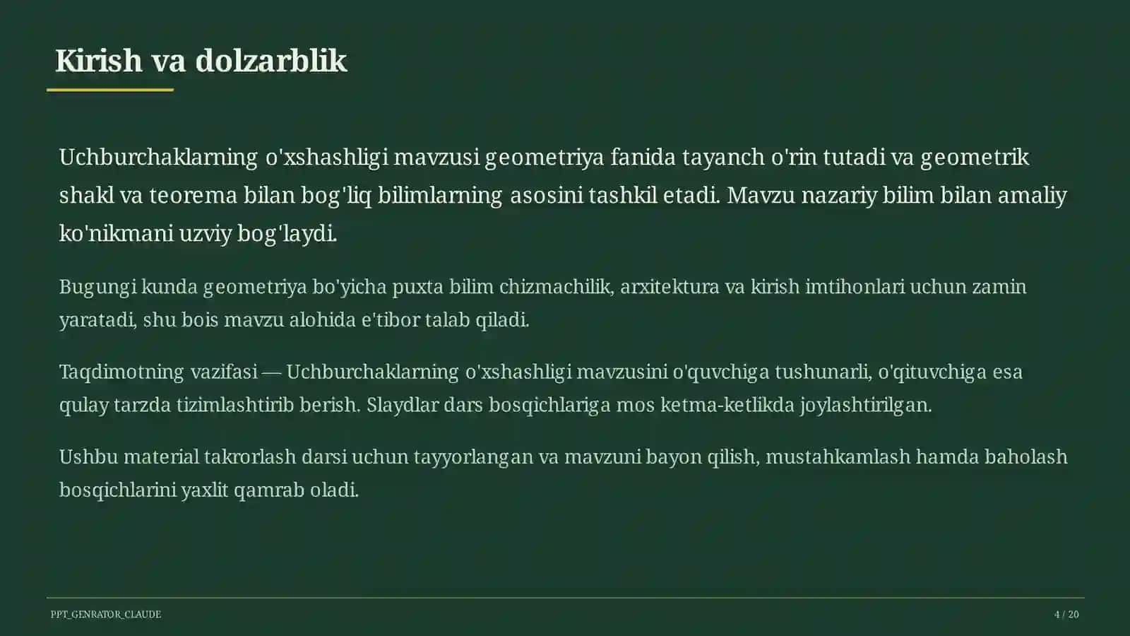 Uchburchaklarning o'xshashligi (8-sinf) 4