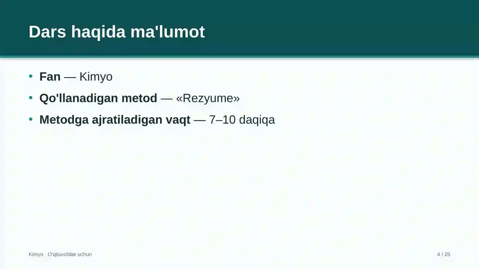 kimyo darslarida rezyume metodidan foydalanish 6397 4