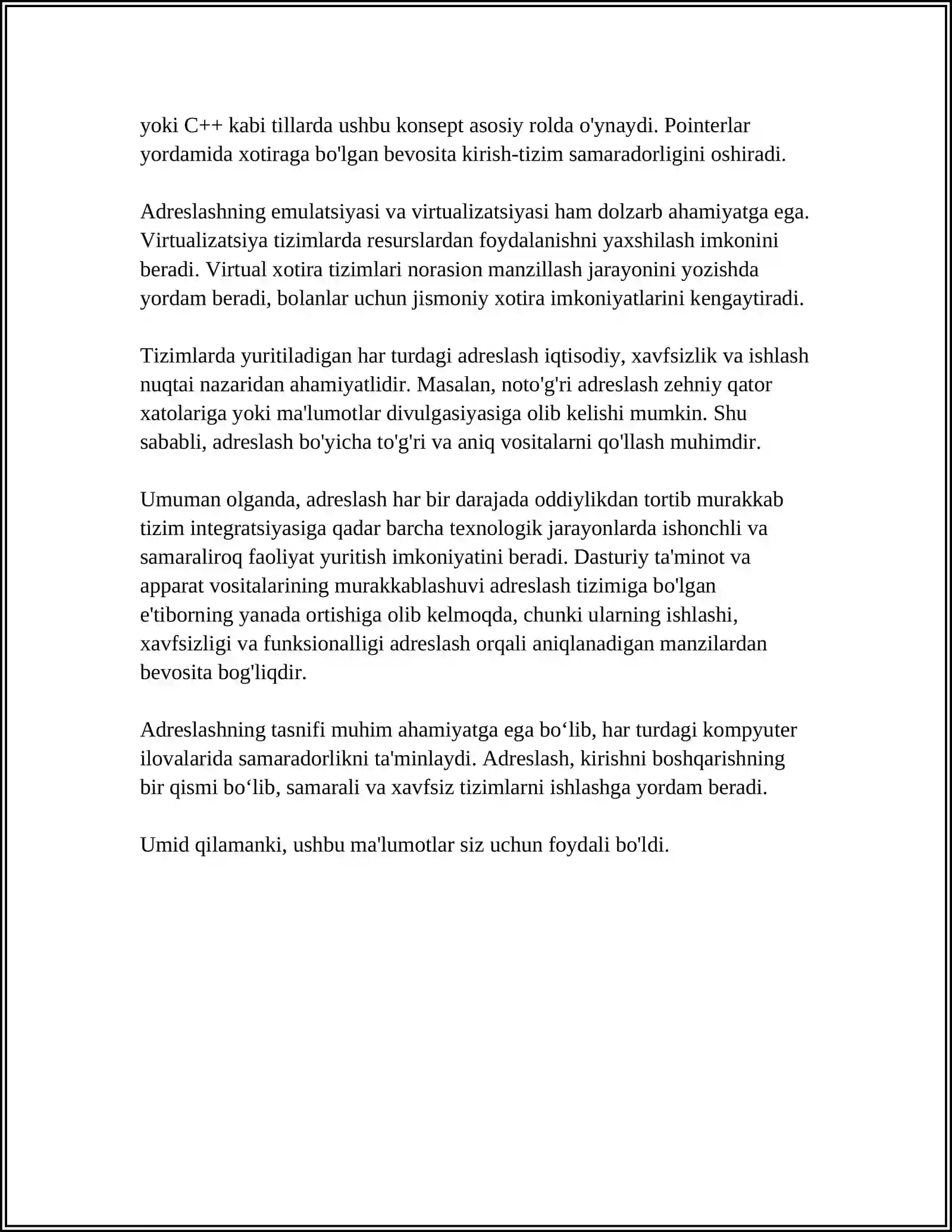ADRESLASH VA UNING TURLARI. SHIFRATOR VA DESHIFRATORLAR 4