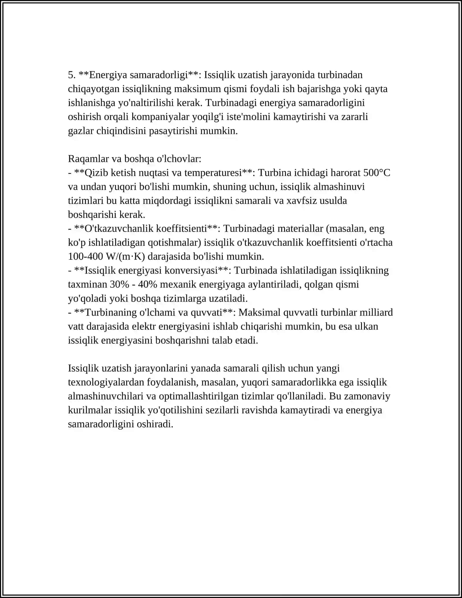 Turbinadan issiqlikni uzatish jarayoni 4