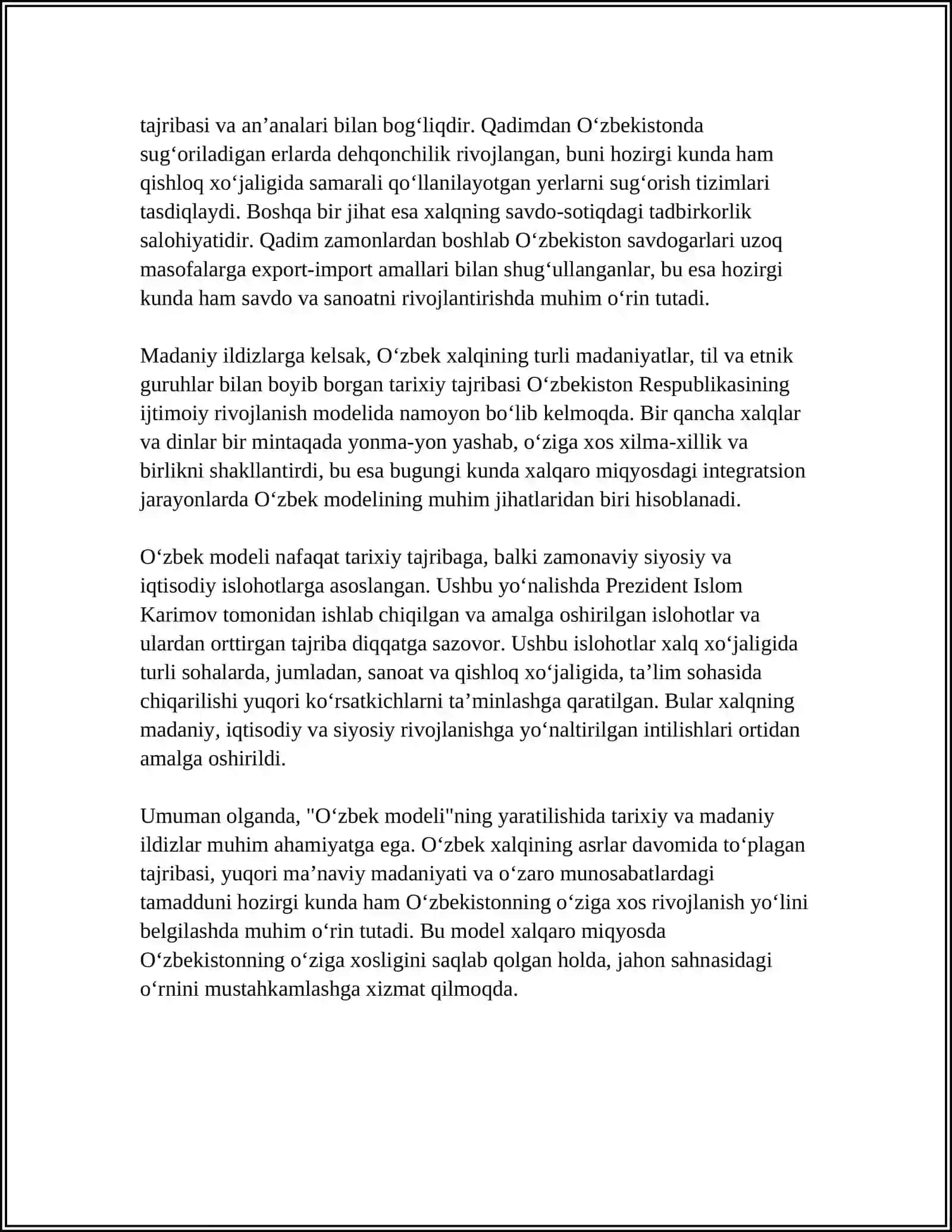 O’ZBEK MODELINING ISHLAB CHIQARILISHI 4