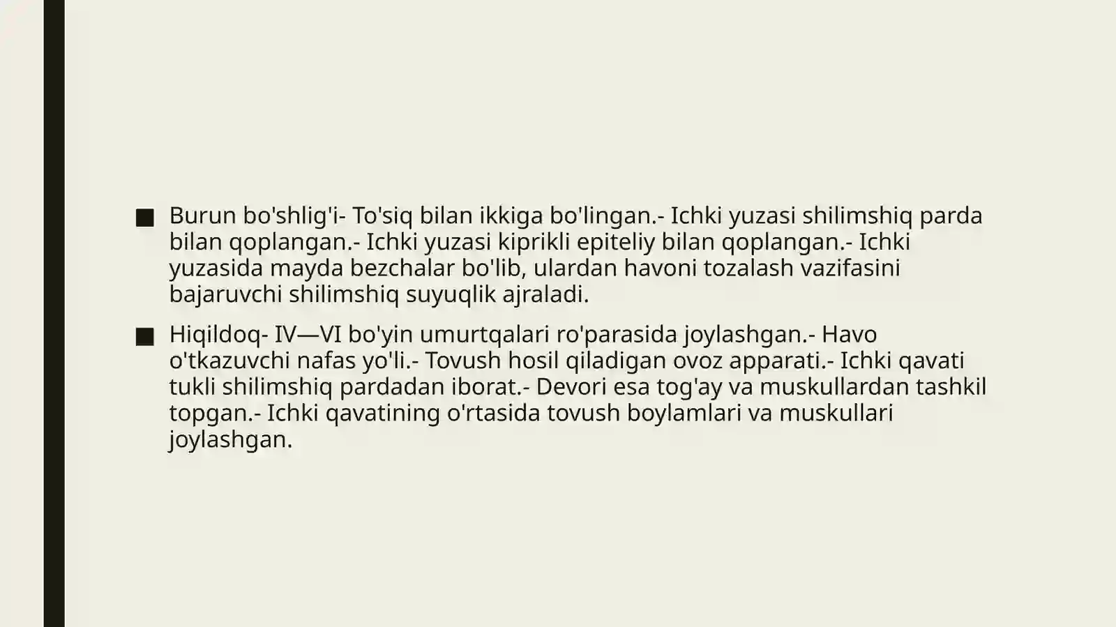 Nafas olish tizimi a’zolarining qiyosiy gistalogik tavsifi 4
