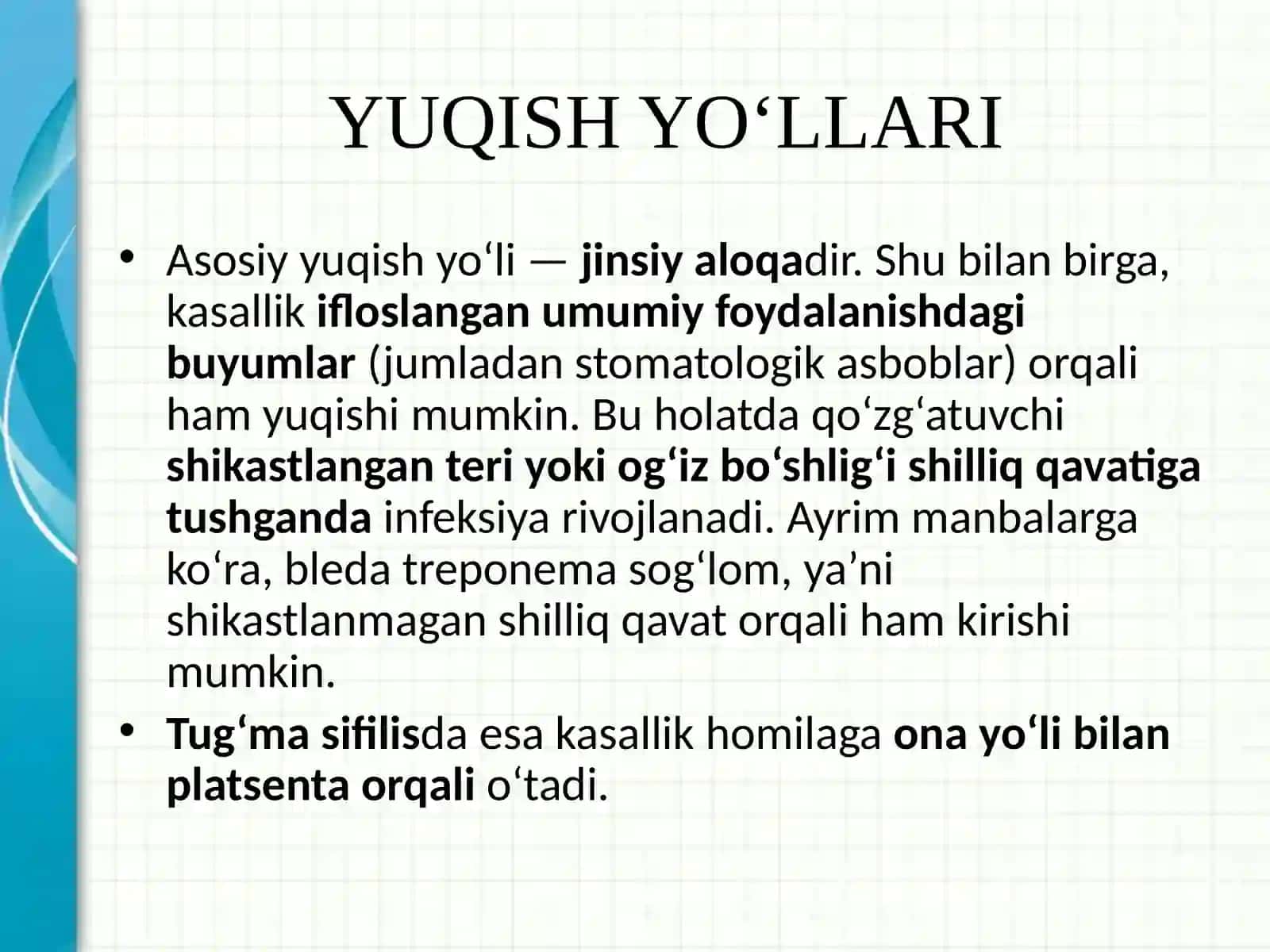 Tanosil kasalliklarini OBShQda namoyon bo’lishi. Zahm. Gonoreya. 4