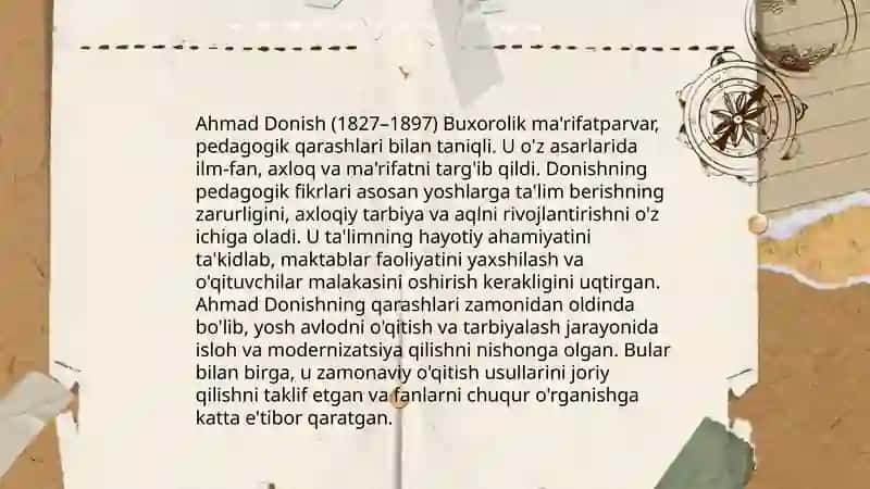 Ahmad Donish va Berdimurod Berdaqning ta'lim tarbiya va pedagogik qarashlari 4