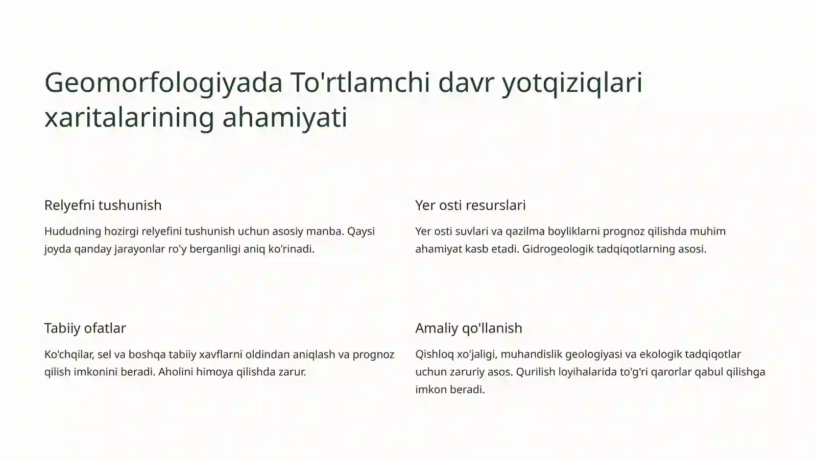 To'rtlamchi davr yotqiziqlari xaritalaribilanishlash 4