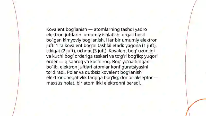 Kimyoviy bog'lanish turlari 4