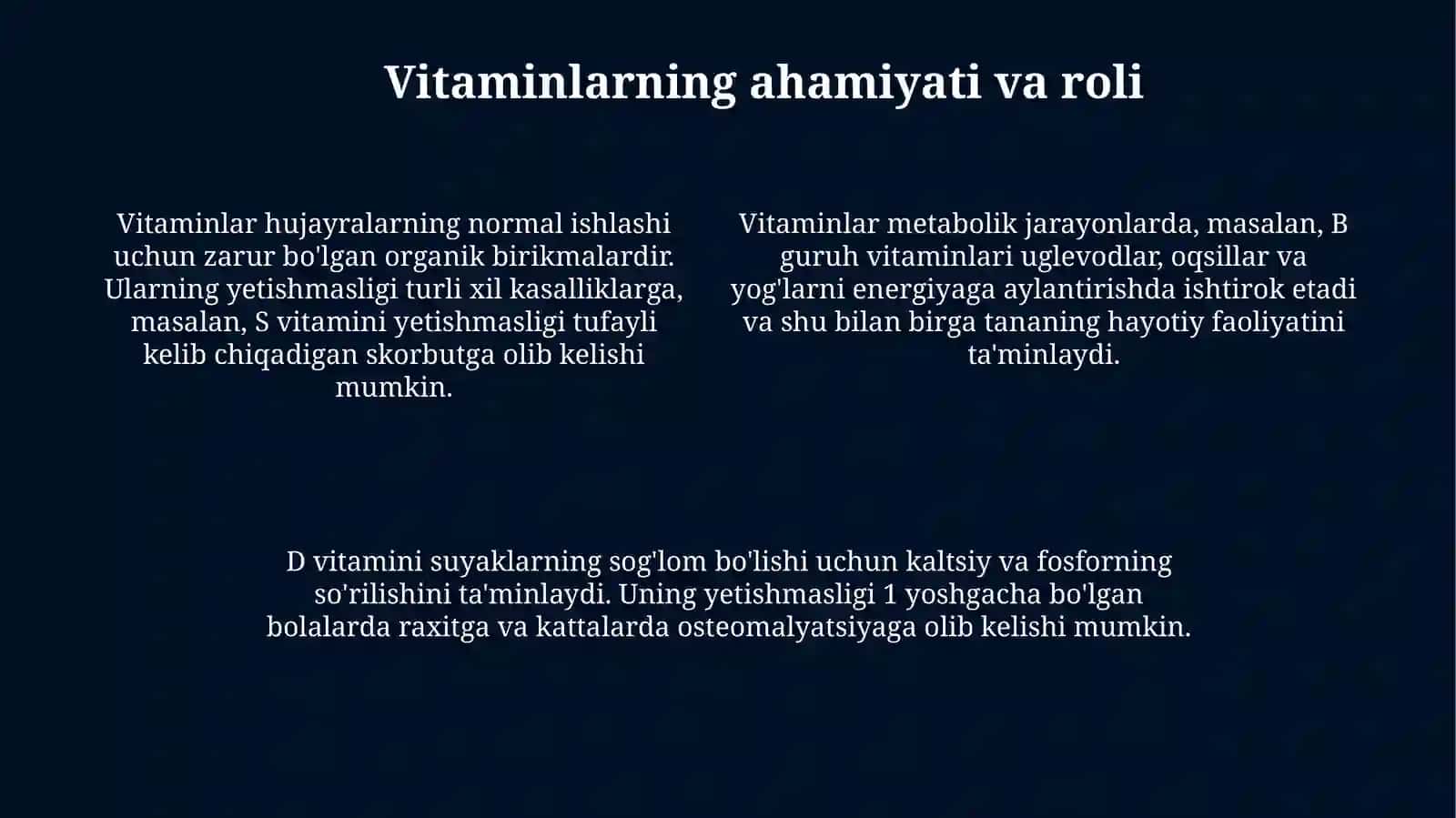 Vitaminlar. ularni qayta ishlash ta'sirida o'zgarishi 4