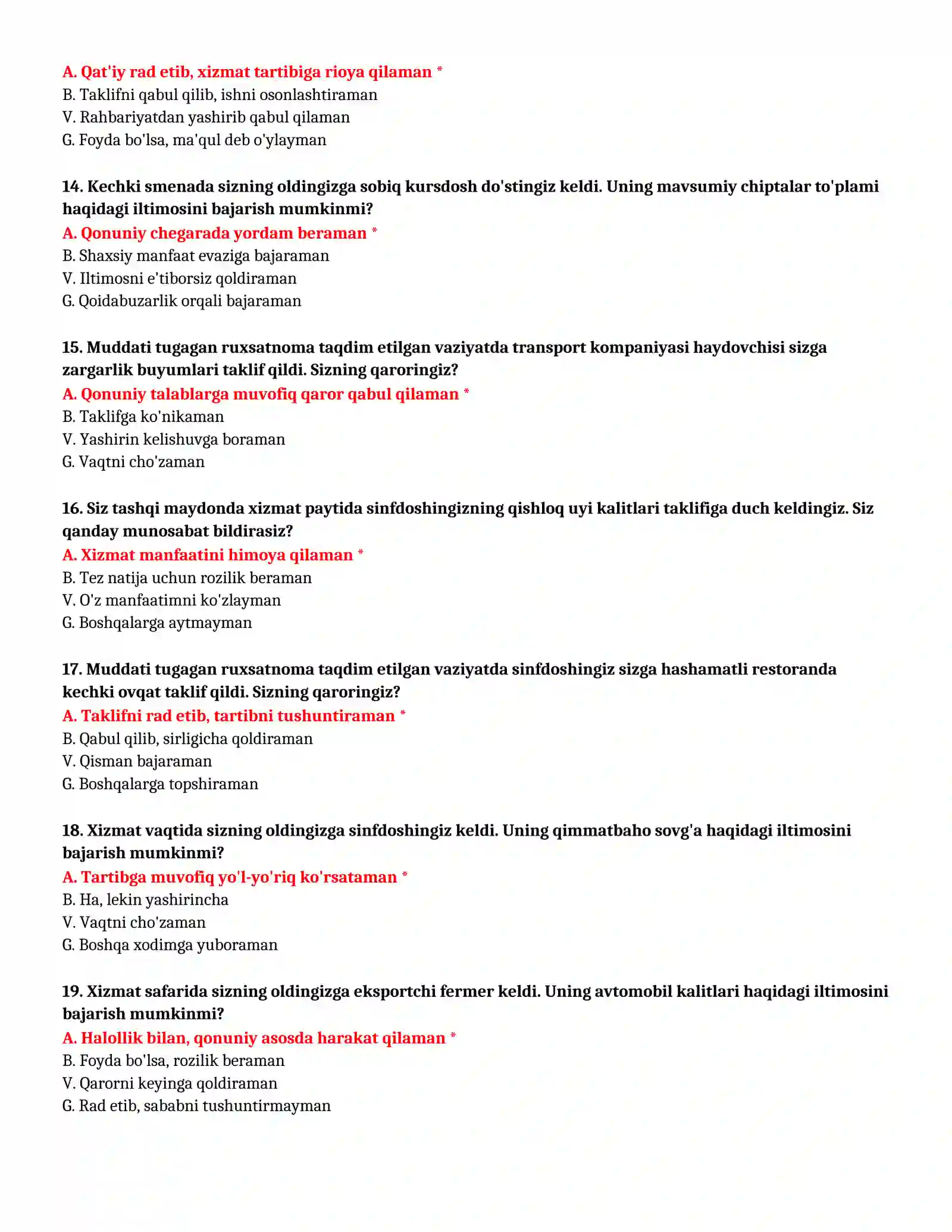 BOJXONA AKADEMIYASI - SUHBAT TESTLARI (№ 48) 4