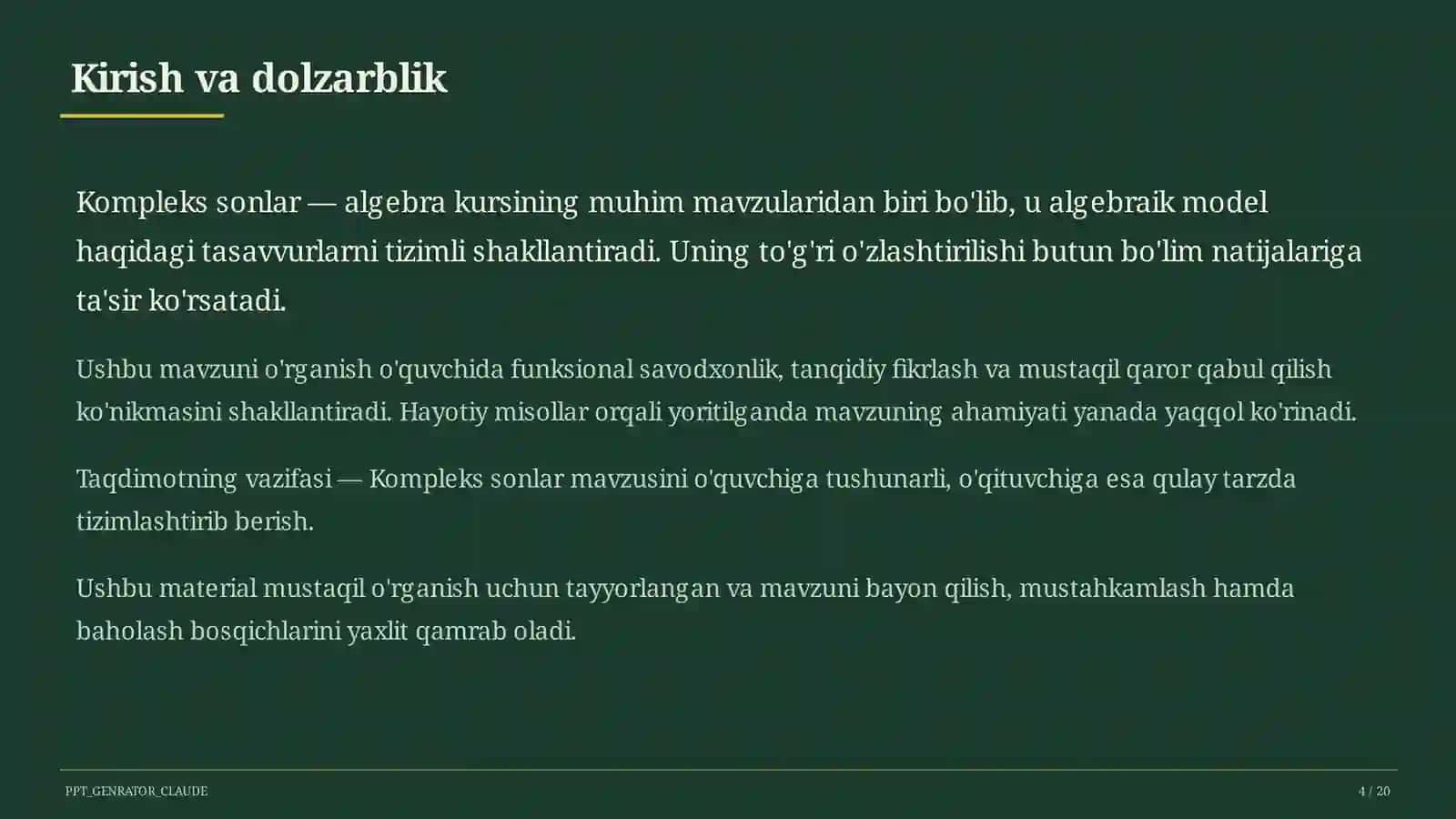 Kompleks sonlar (11-sinf) 4