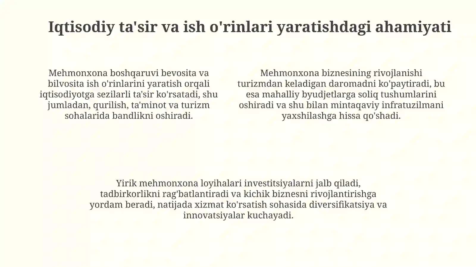 Mehmonxona sanoati va xizmat ko'rsatish sohasining o'zaro aloqasi 4